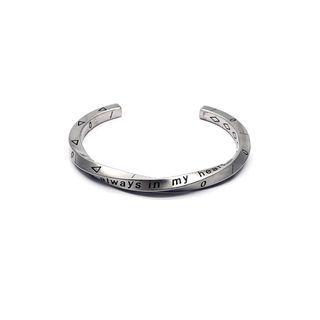 Twisted Lettering Stainless Steel Open Bangle Bangle - Silver - 6.4cm