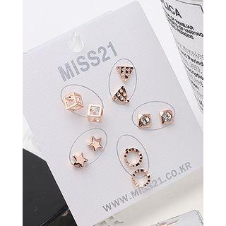 Cube / Triangle / Square / Hoop / Star Ear Stud Set (10 Pcs)