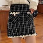 Plaid Contrast Trim Mini Skirt
