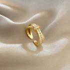 Knot Rhinestone Alloy Open Ring 1 Pc - J498 - Gold - One Size