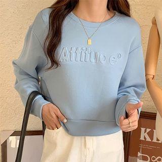 Plain Lettering Long-sleeve Sweatshirt