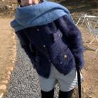 Crew-neck Furry Jacket / Quilted Shorts / Scarf