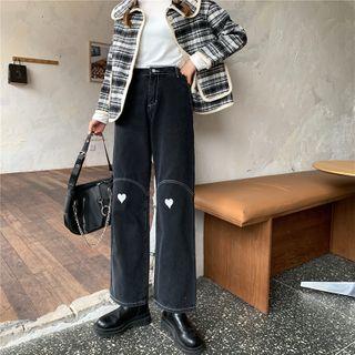 High-waist Heart Print Loose-fit Wide-leg Pants