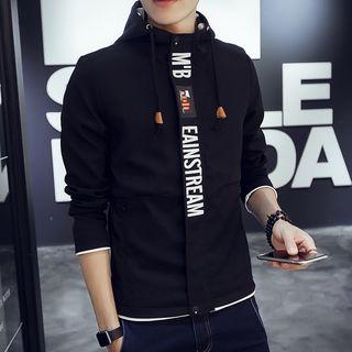 Lettering Printed Hooded Zip Jacket