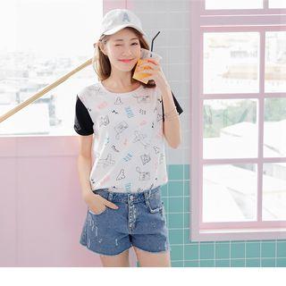 Animated Colourblock Graphic Tee