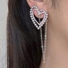 Faux Pearl Heart Earring 1 Pair - 925 Silver - White - One Size