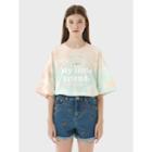 Printed Pastel-dyed T-shirt Orange - One Size
