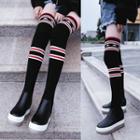 Star Print Striped Platform Over-the-knee Boots