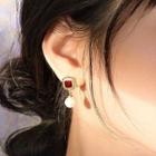 Square Sterling Silver Faux Pearl Dangle Earring