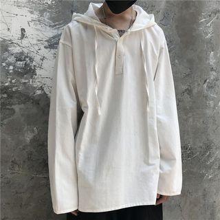 Button Plain Hoodie