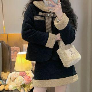 Two-tone Panel Cropped Jacket + Mini Skirt