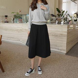Contrast-panel Long Hoodie Dress