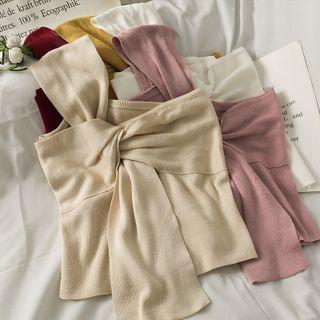 One-shoulder Knotted Crop Tank Top In 6 Colors