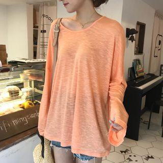Oversized Plain Long-sleeve Top