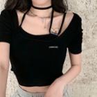 Applique Short-sleeve T-shirt / Strappy Camisole