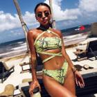 Set: Snake Patterned Wrap Swim Top + Swim Bottom