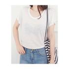Linen Round-hem T-shirt
