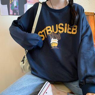 Long-sleeve Print Oversized Sweatshirt