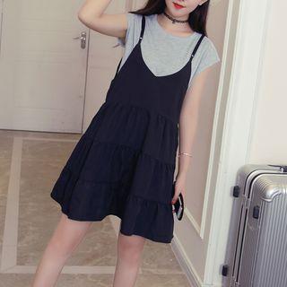 Set: Plain Short Sleeve T-shirt + Plain Slipdress