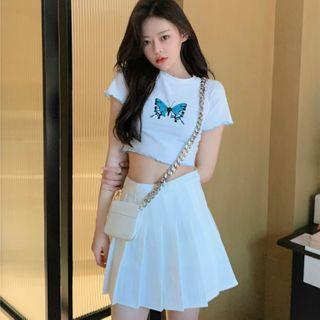 Butterfly Short-sleeve T-shirt / A-line Skirt