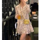 Long-sleeve Floral A-line Dress / Blouse