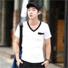 V-neck Two-tone T-shirt