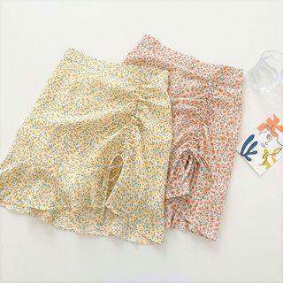 Asymmetrical Floral High-waist Skirt