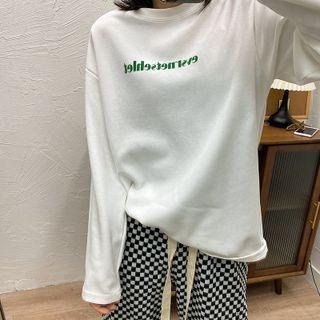 Long Sleeve Lettering Print T-shirt White - One Size