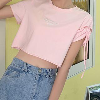Cartoon Print Short Sleeve Crop Tee