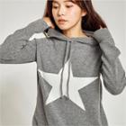 Hooded Star Print Knit Top