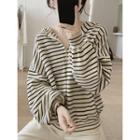 Striped Knit Zip-up Hoodie