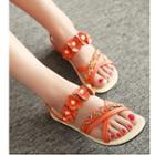 Braid Flower-accent Flat Slide Sandals