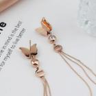 Stainless Steel Butterfly Fringed Earring 1 Pair - E9614 - Long Tassel - Butterfly - One Size