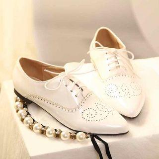 Faux-leather Wedge Oxford Shoes