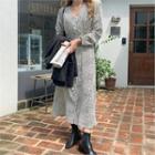 V-neck Button-through Maxi Leopard Dress