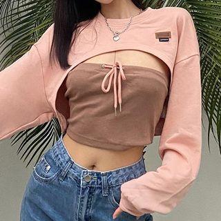 Set: Cropped Sweatshirt + Tube Top