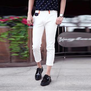 Contrast Trim Cropped Pants