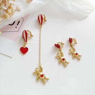 Asymmetric Bear Drop Earring / Clip-on Earring