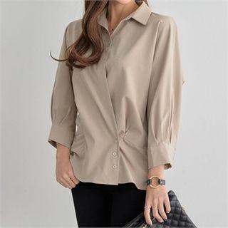 Open-placket Button-detail Blouse