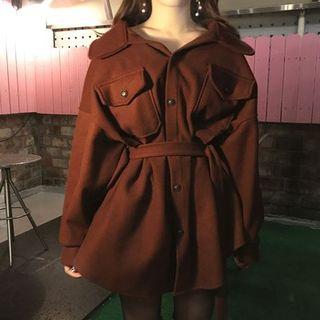 Slim-fit Single-breasted Long-sleeve Cape Coat
