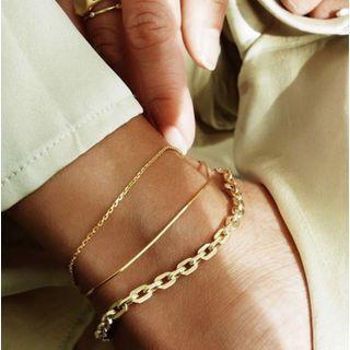Set Of 3: Alloy Anklet Gold - One Size