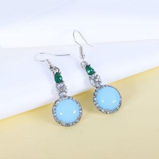 Rhinestone Drop Ear Stud 1 Pair - Blue & Green - One Size