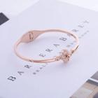 Rhinestone Clover Bangle Bangle - Clover - Rose Gold - One Size