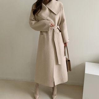 Handmade Capelet Woolen Wrap Coat Light Beige - One Size