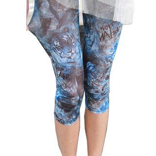 Tiger Print Carpi Leggings Blue - One Size