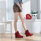 Hidden Wedge Perforated Ankle Boots