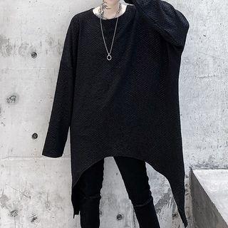 Round-neck Dots Hem Oversized Top