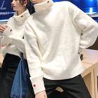 Couple Matching Mock Turtleneck Heart Embroidered Sweater