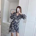 Zebra Long-sleeve A-line Dress