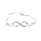 925 Sterling Silver Fashion Simple Infinity Symbol Bracelet With Cubic Zirconia Silver - One Size